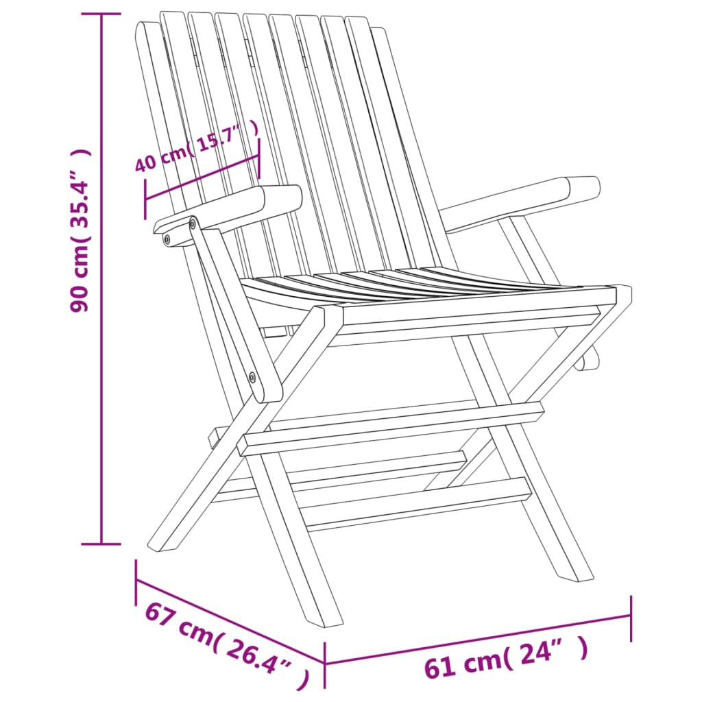 vidaXL Skladacie záhradné stoličky 8 ks 61x67x90 cm tíkový masív