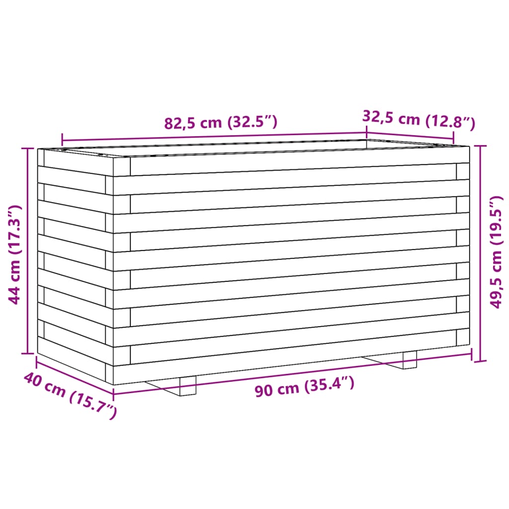 vidaXL Záhradný kvetináč 90x40x49,5 cm impregnovaná borovica