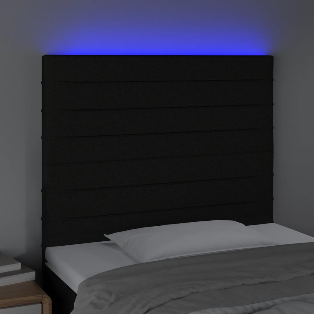 vidaXL Čelo postele s LED čierne 100x5x118/128 cm umelá koža