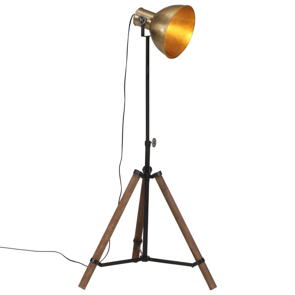 vidaXL Podlahová lampa 25 W starožitná mosadzná 75x75x90-150 cm E27