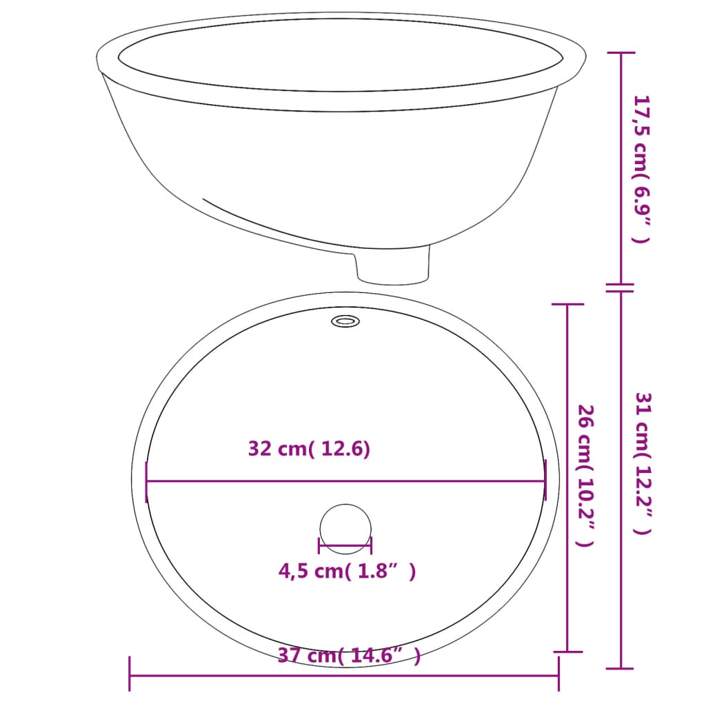 vidaXL Kúpeľňové umývadlo biele 37x31x17,5 cm oválne keramické