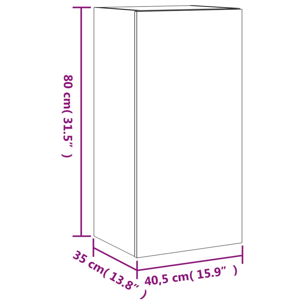 vidaXL TV nástenná skrinka s LED svetlami biela 40,5x35x80 cm