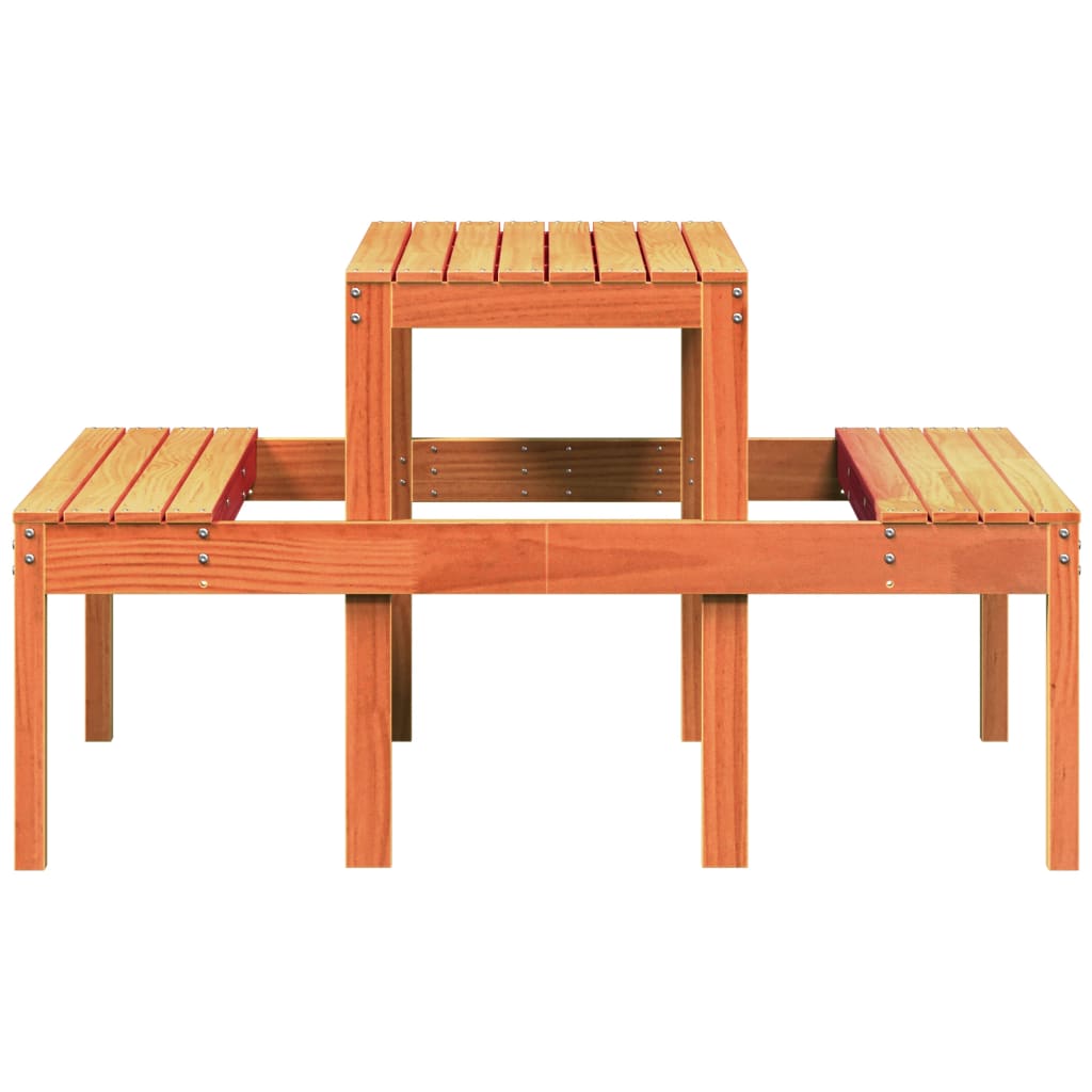 vidaXL Piknikový stôl voskový hnedý 110x134x75 cm borovicový masív