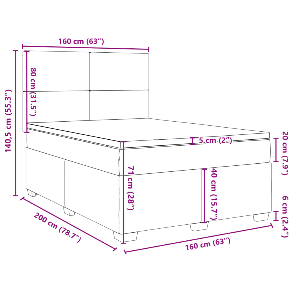 vidaXL Posteľný rám boxsping s matracom modrý 160x200 cm zamat