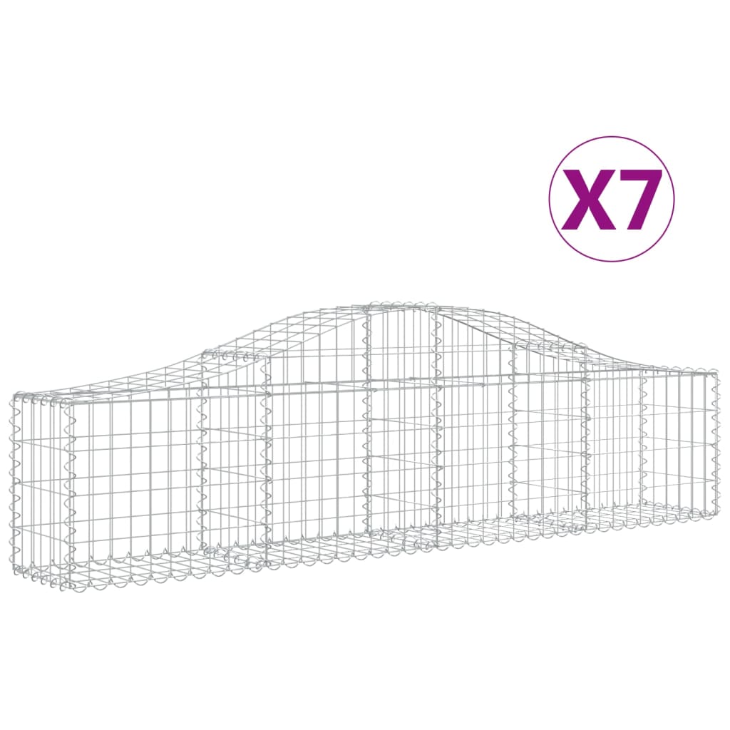 vidaXL Oblúkový gabionový kôš 7 ks 200x30x40/60 cm pozinkované železo