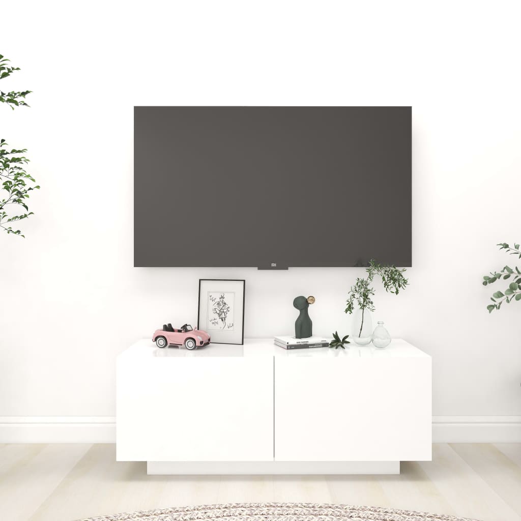 vidaXL TV skrinka, biela 100x35x40 cm, kompozitné drevo