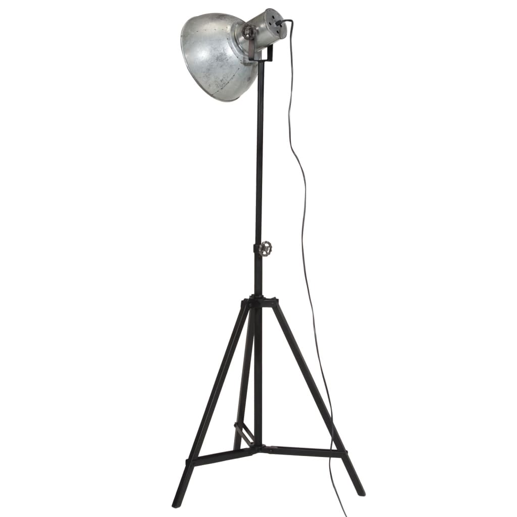 vidaXL Podlahová lampa 25 W starožitná strieborná 61x61x90/150 cm E27