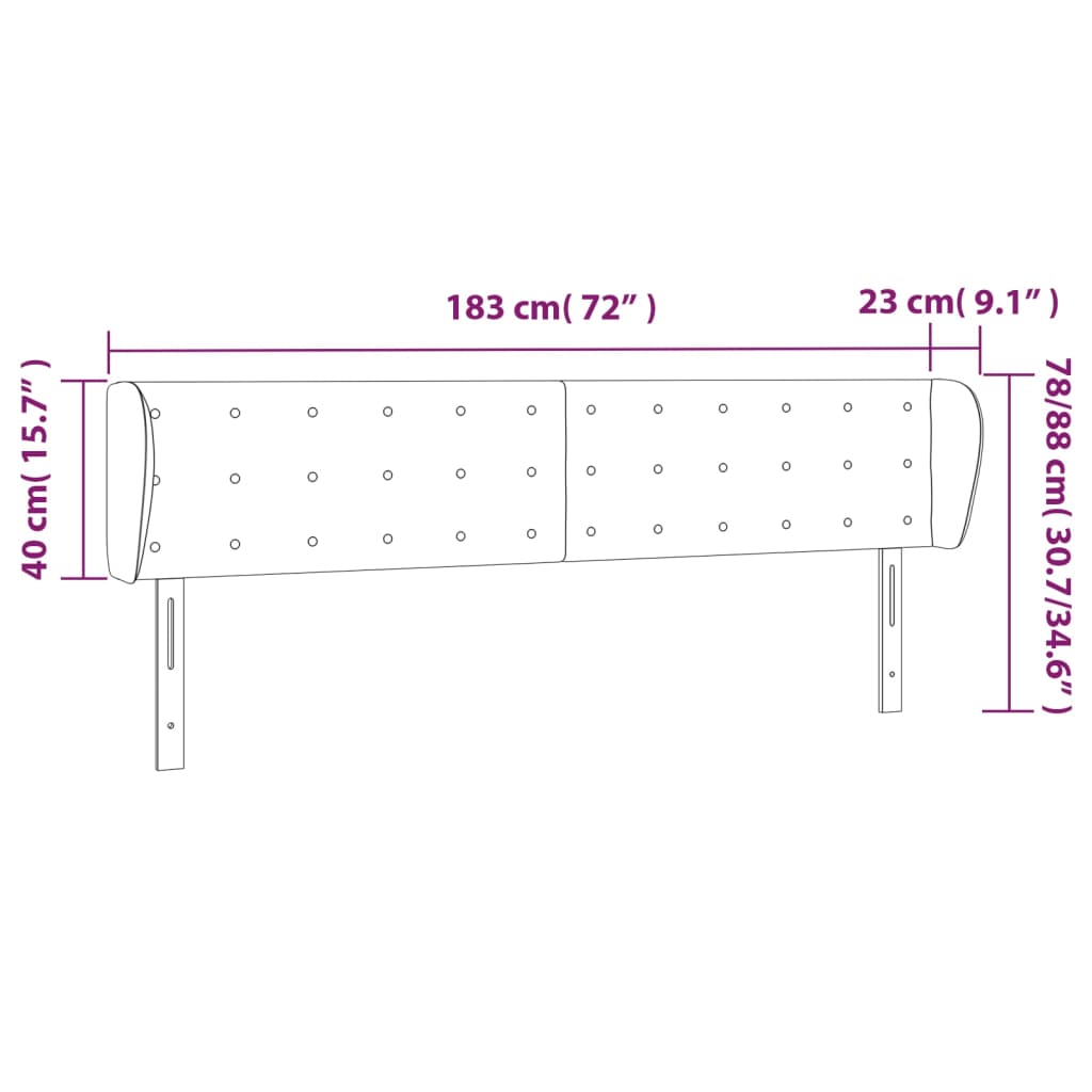 vidaXL Čelo postele so záhybmi tmavosivé 183x23x78/88 cm látka