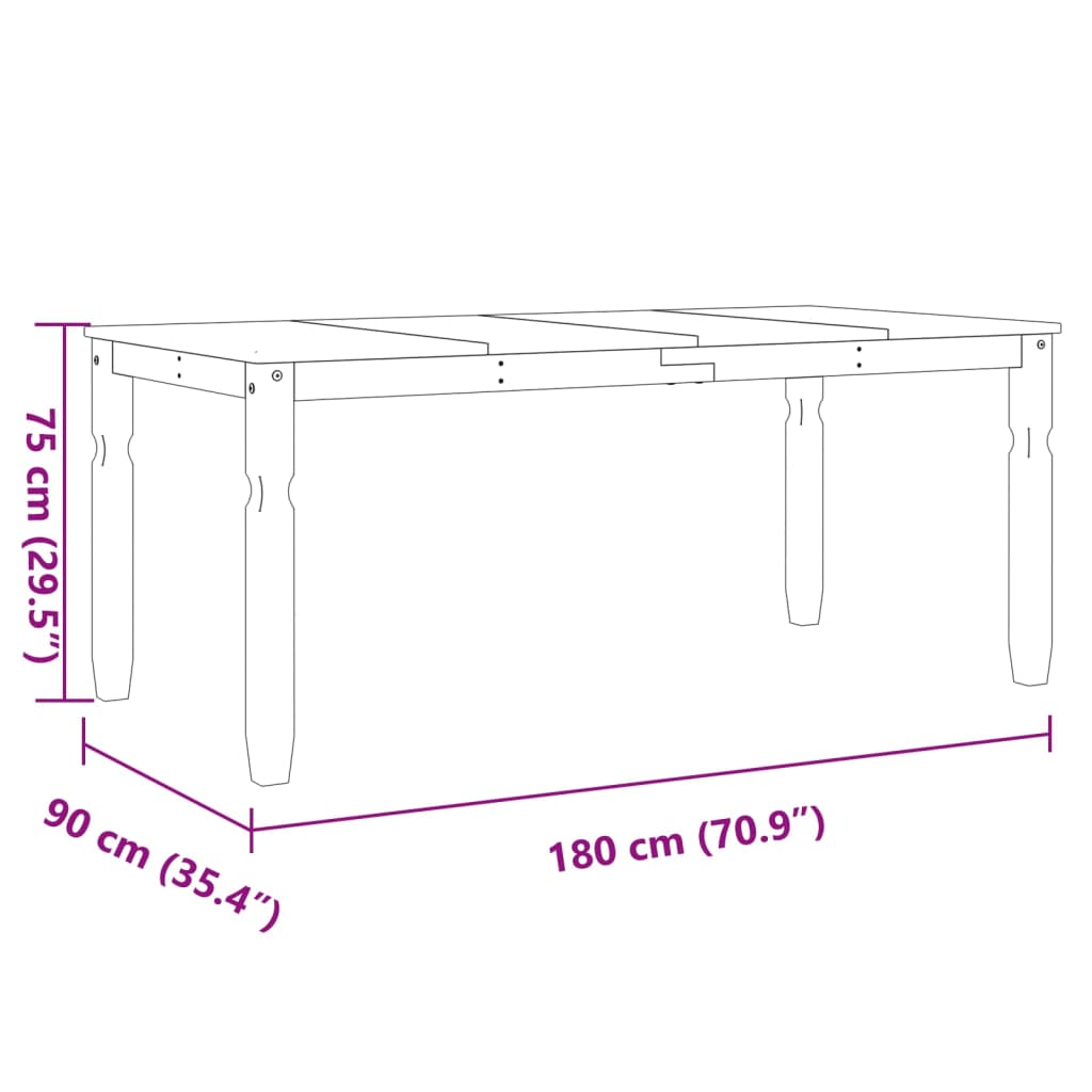 vidaXL Jedálenský stôl Corona biely 180x90x75 cm borovicový masív