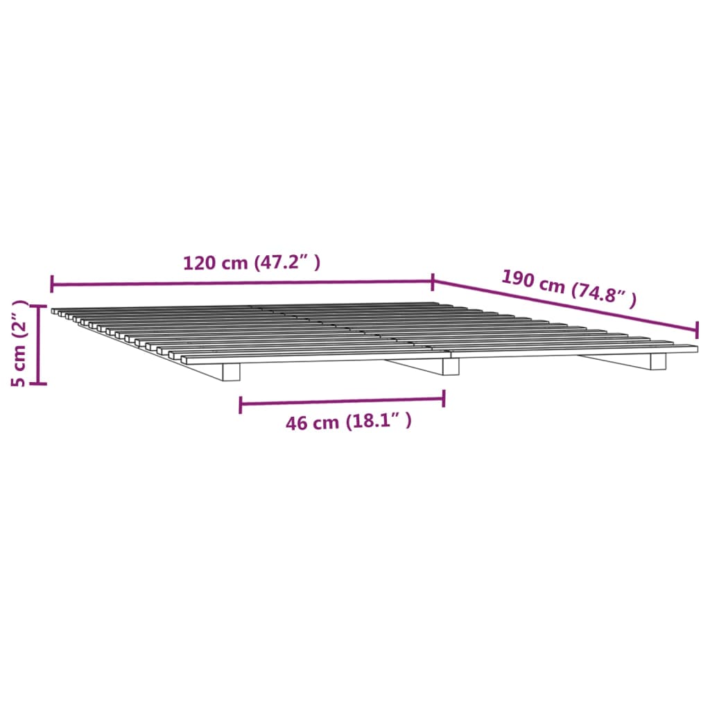 vidaXL Posteľný rám 120x190 cm borovicový masív