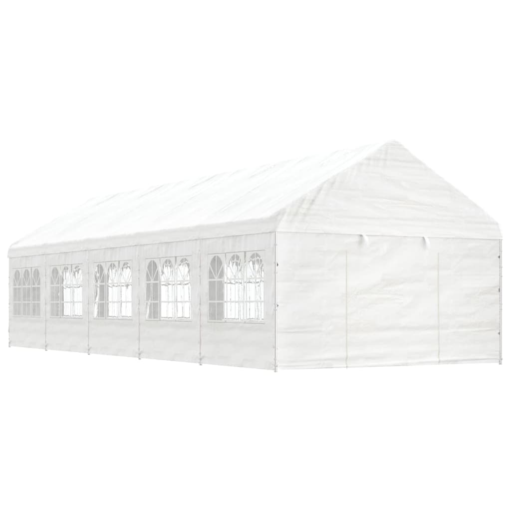 vidaXL Altánok so strechou, biely 11,15x4,08x3,22 m, polyetylén