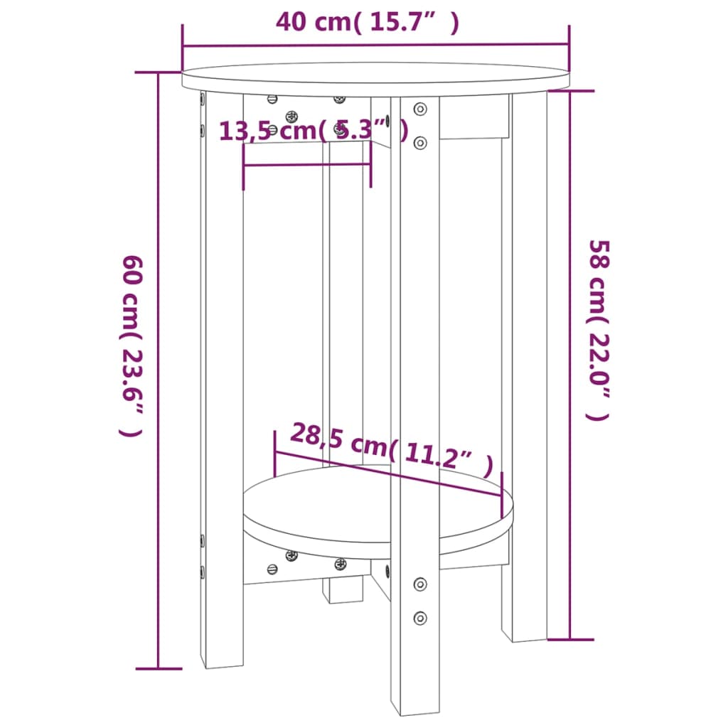 vidaXL Konferenčný stolík sivý Ø 40x60 cm borovicový masív