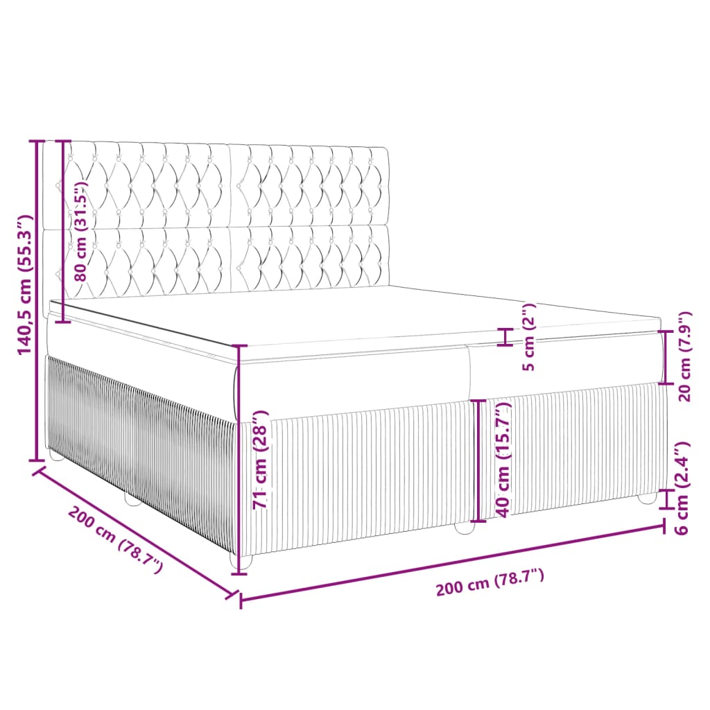 vidaXL Boxspring posteľ s matracom tmavohnedá 200x200 cm látka