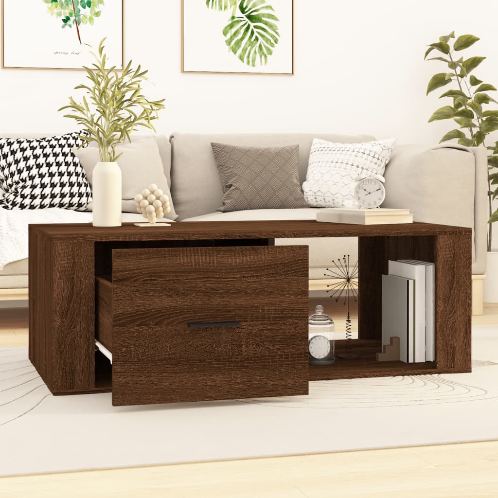 vidaXL Konferenčný stolík hnedý dub 100x50,5x35 cm spracované drevo
