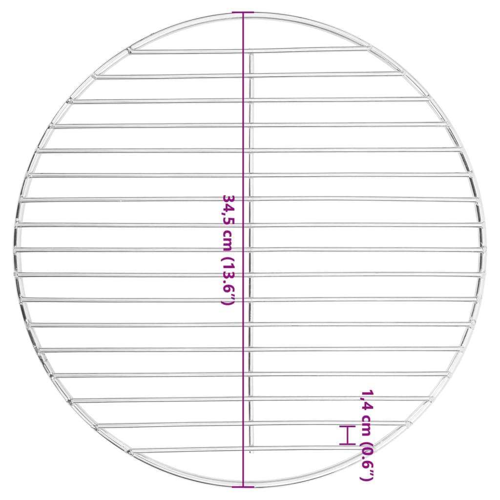 vidaXL Grilovací rošt okrúhly Ø34,5 cm 304 nerezová oceľ