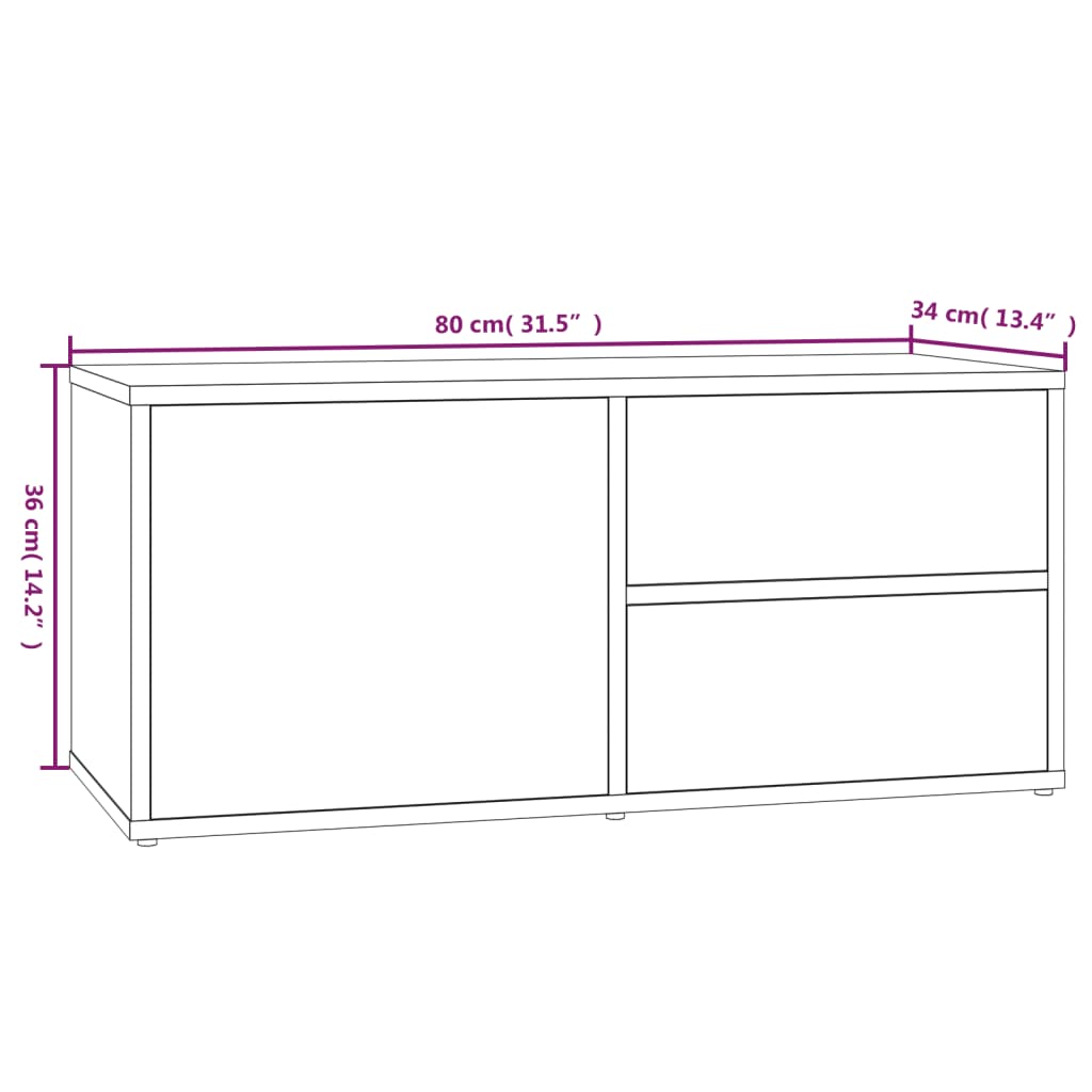 vidaXL TV skrinka sivý dub sonoma 80x34x36 cm spracované drevo