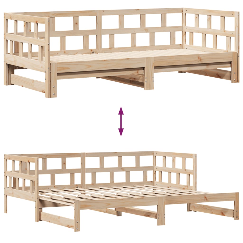 vidaXL Vysúvacia denná posteľ so zásuvkami 90x200 cm masívna borovica