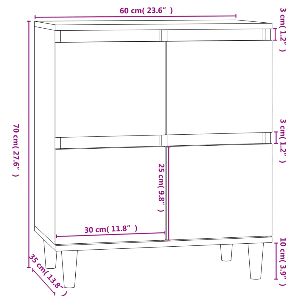 vidaXL Komoda sivý dub sonoma 60x35x70 cm spracované drevo