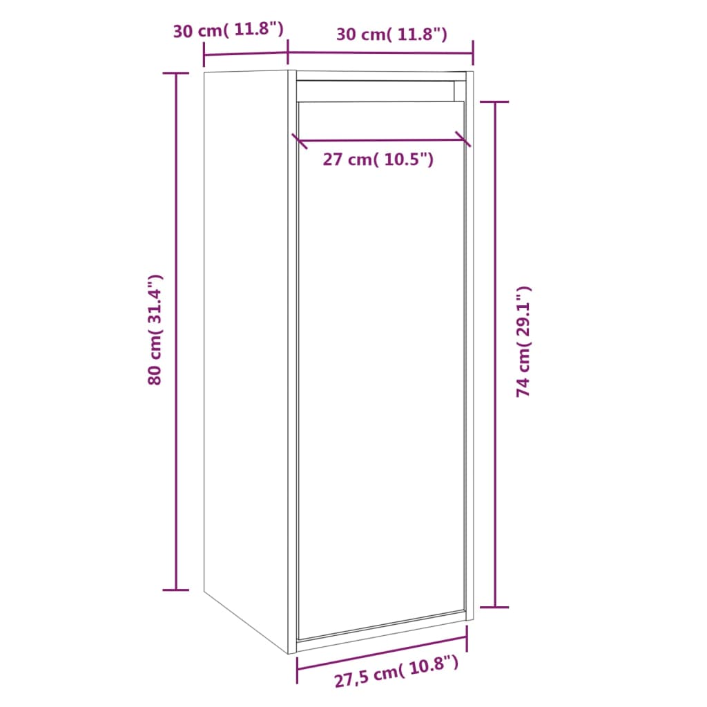 vidaXL Nástenné skrinky 2 ks 30x30x80 cm masívna borovica