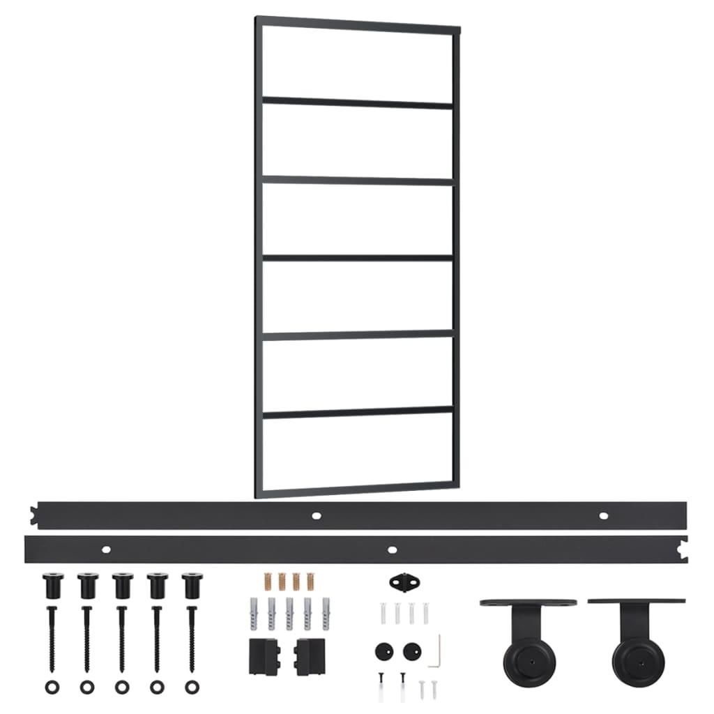 vidaXL Posuvné dvere s kovaním ESG sklo a hliník 90x205 cm