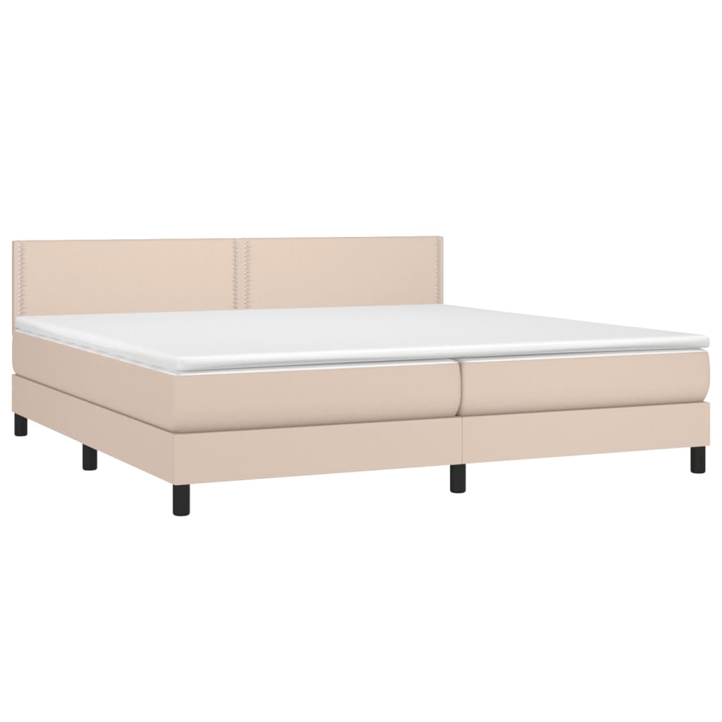 vidaXL Boxspring posteľ s matracom kapučínová 200x200 cm umelá koža