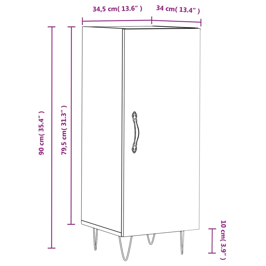 vidaXL Komoda dub sonoma 34,5x34x90 cm spracované drevo