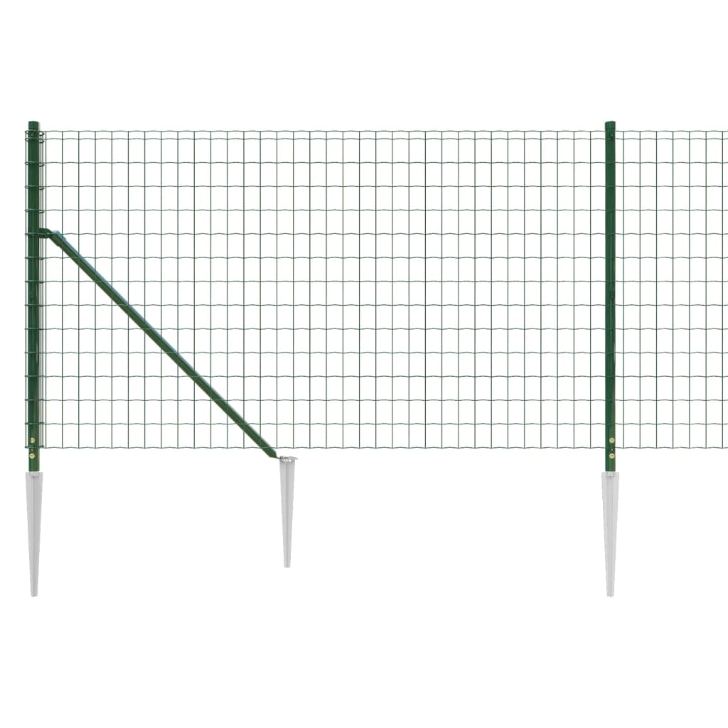 vidaXL Drôtený plot s kotviacimi hrotmi zelený 0,8x25 m