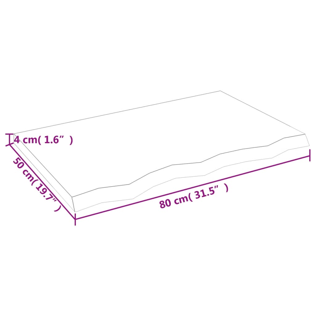 vidaXL Stolová doska 80x50x(2-4) cm neošetrený dubový masív