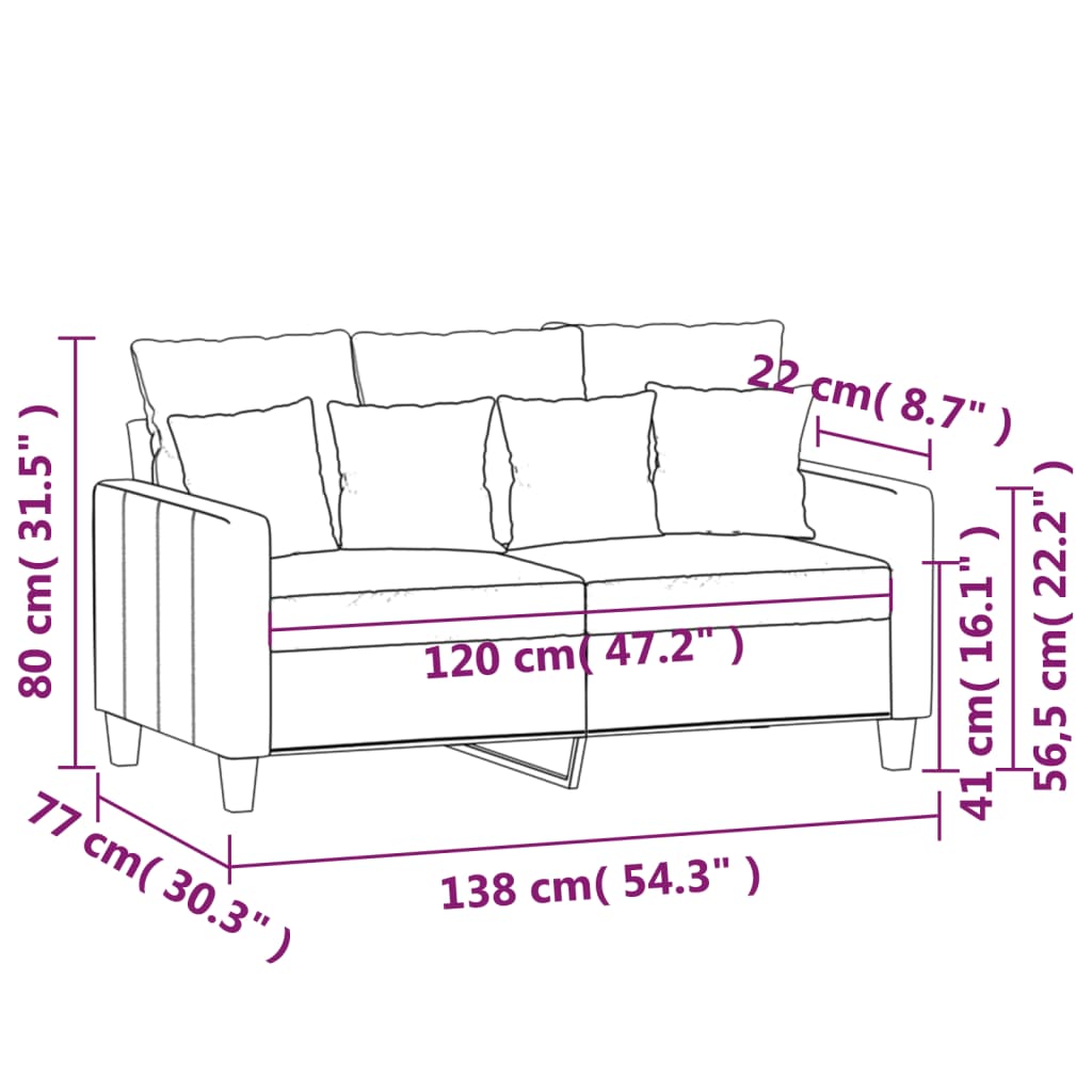 vidaXL 2-miestna pohovka tmavosivá 120 cm látka