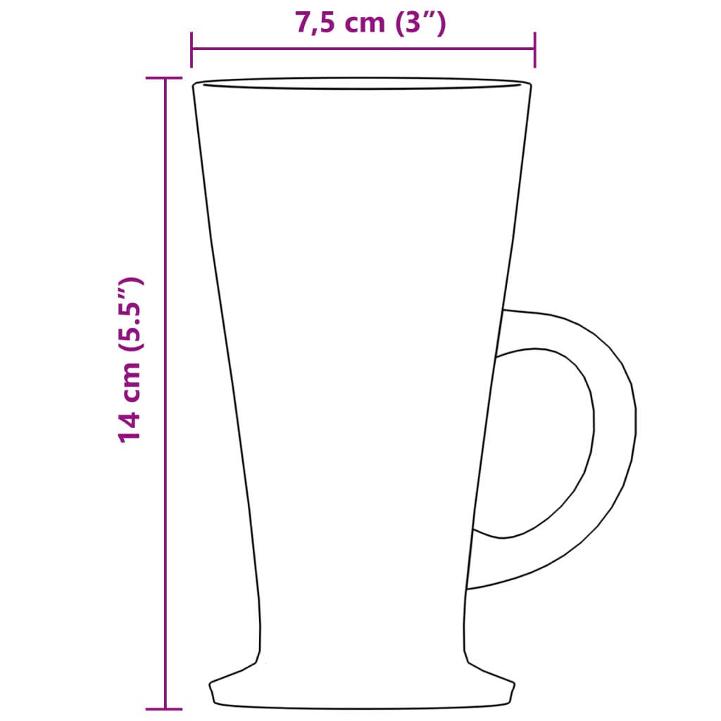 vidaXL Poháre na latte s uchom 6 ks 250 ml