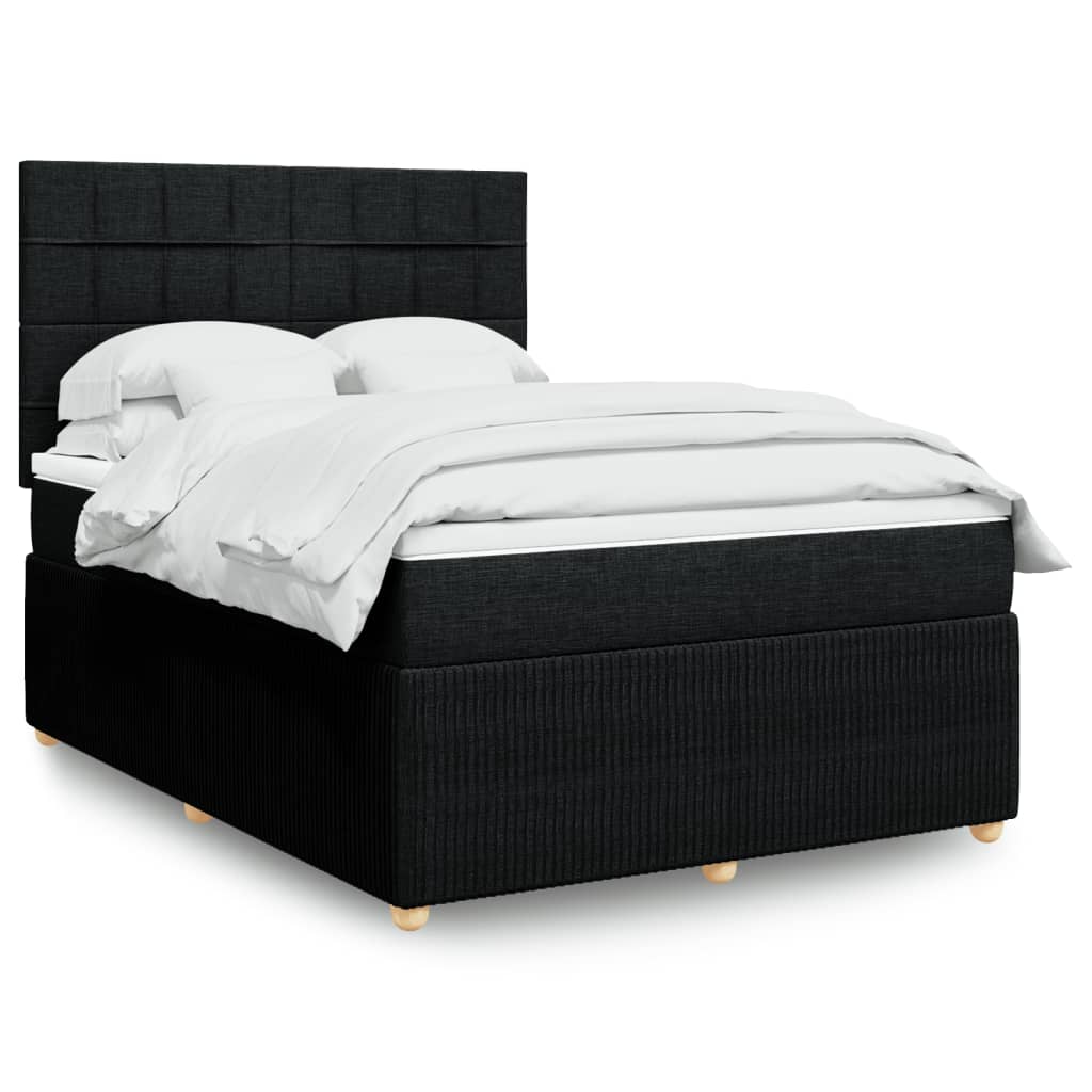 vidaXL Posteľný rám boxspring s matracom čierny 140x200 cm látka