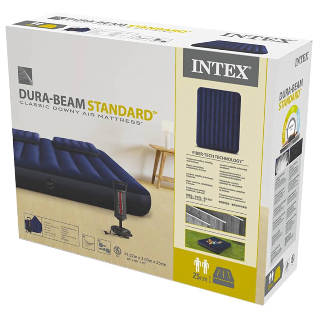 Intex Dura-Beam nafukovacia posteľ s pumpou 152x203x25 cm modrá