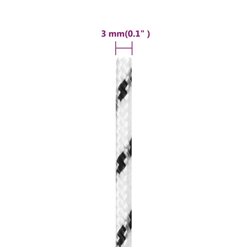 vidaXL Pletené lodné lano biele 3 mm x 250 m polyester