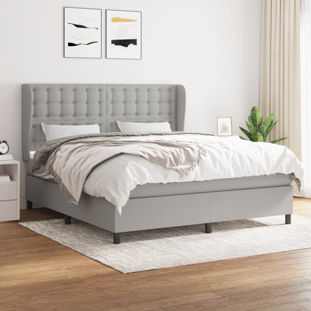 vidaXL Boxspring posteľ s matracom svetlosivá 100x200 cm látka