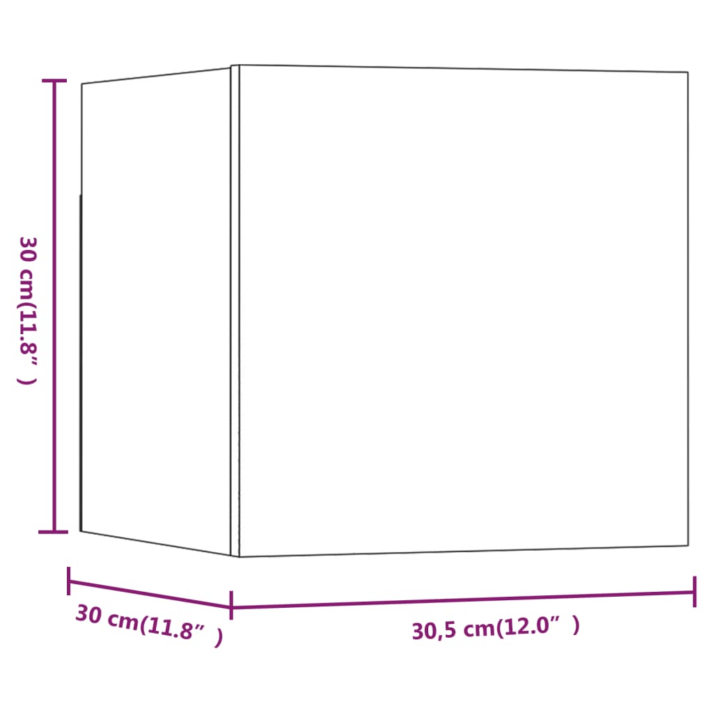 vidaXL Nástenné TV skrinky 8 ks sivé sonoma 30,5x30x30 cm