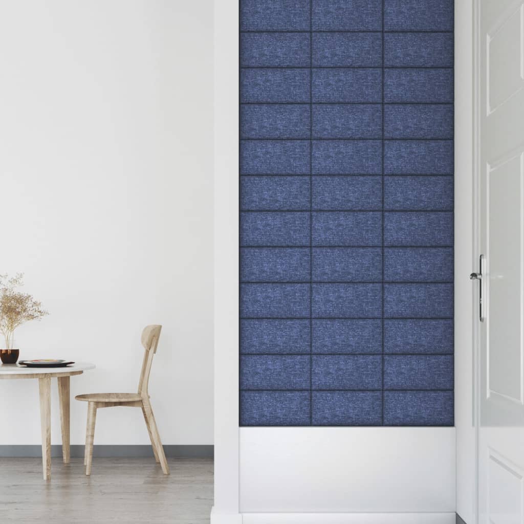 vidaXL Nástenné panely 12 ks modré 30x15 cm látkové 0,54 m²