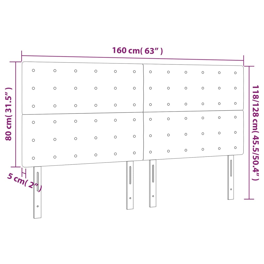 vidaXL Čelá postele 4 ks hnedý 80x5x78/88 cm látka