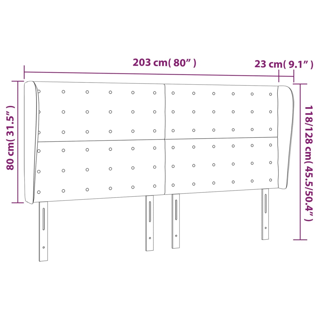 vidaXL Čelo postele so záhybmi sivohnedé 203x23x118/128 cm látka