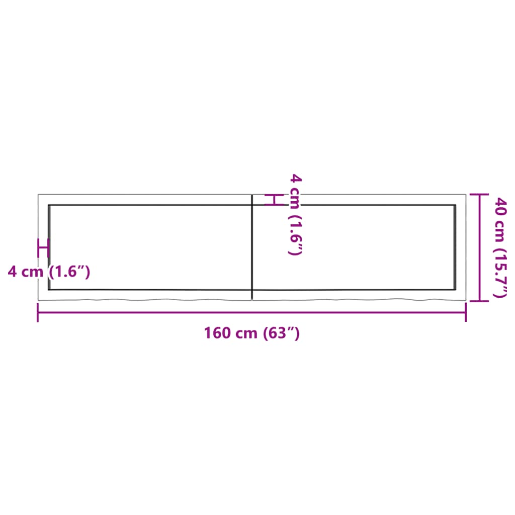 vidaXL Stolová doska tmavohnedá 160x40x(2-4) cm ošetrený dubový masív