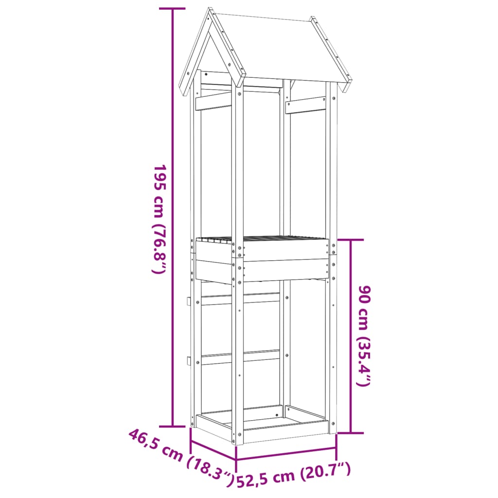 vidaXL Hracia veža 52,5x46,5x195 cm impregnované drevo borovica