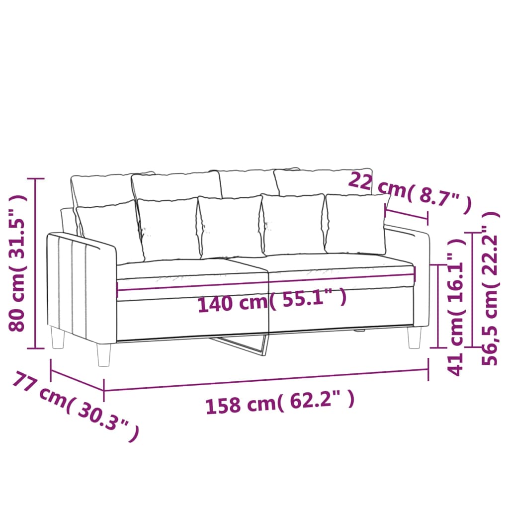 vidaXL 2-miestna pohovka žltá 140 cm zamat