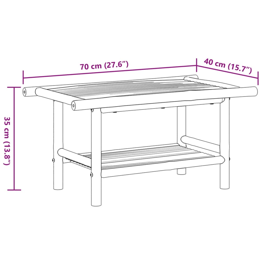 vidaXL Konferenčný stolík 70x40x35 cm bambus