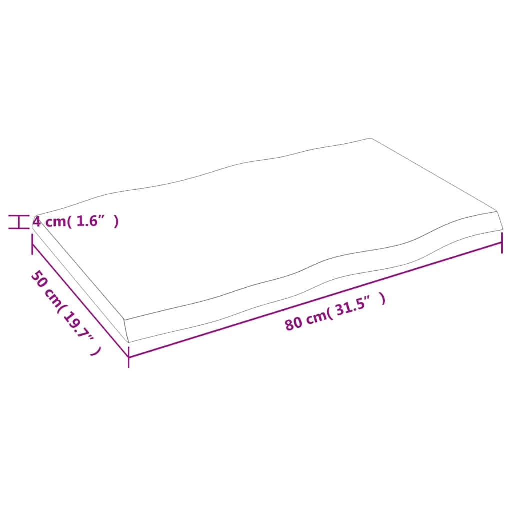 vidaXL Stolová doska 80x50x(2-4) cm neošetrený masív živé hrany