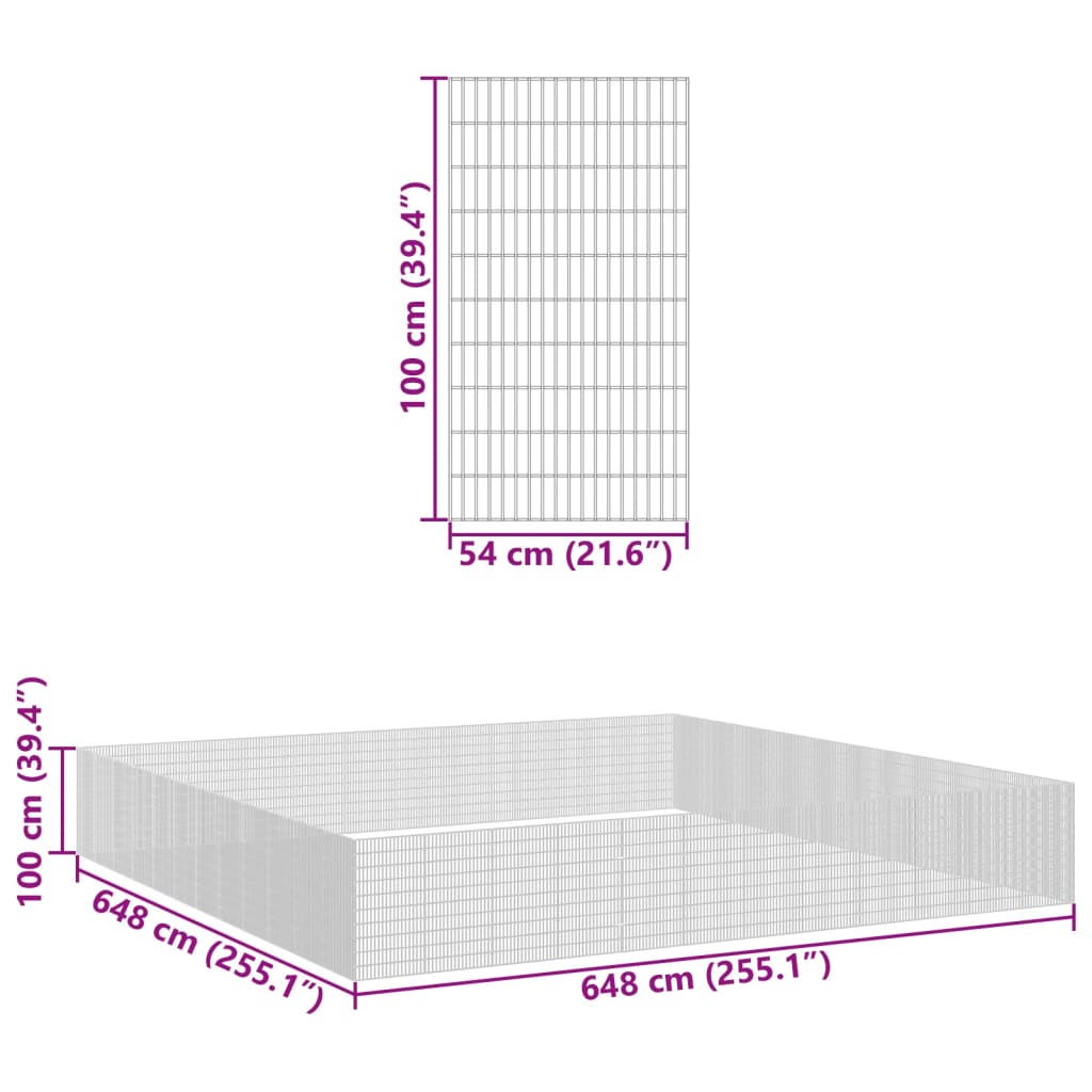 vidaXL Voľný výbeh pre zvieratá 48 panelov 54x100cm pozinkované železo