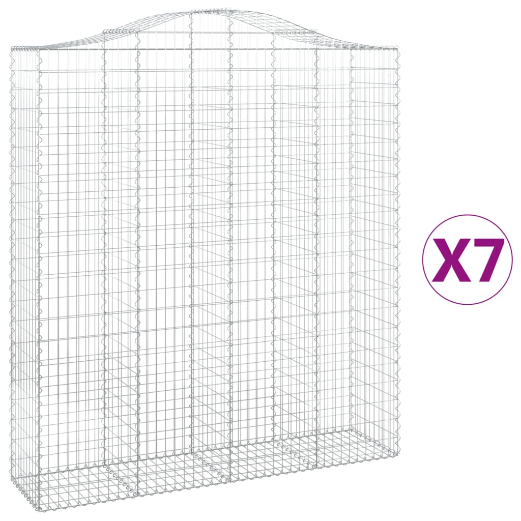 vidaXL Oblúkový gabionový kôš 7 ks 200x50x220/240cm pozinkované železo