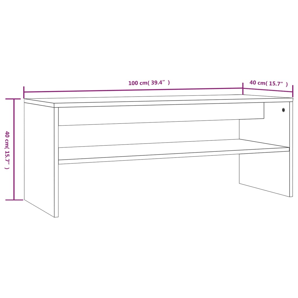 vidaXL Konferenčný stolík dymový dub 100x40x40 cm spracované drevo