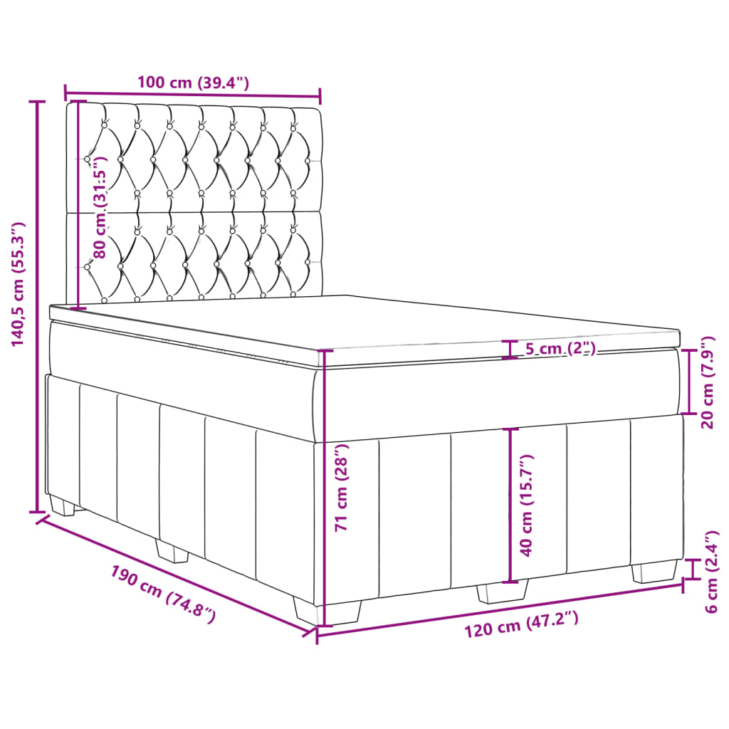 vidaXL Boxspring posteľ s matracom, tmavosivá 120x190 cm, látka