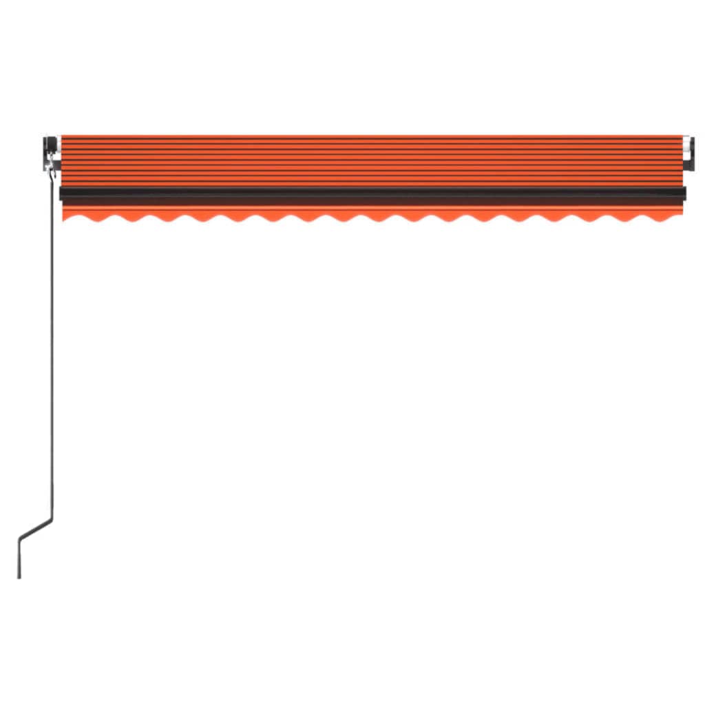 vidaXL Ručne zaťahovacia markíza s LED 450x350 cm oranžová a hnedá