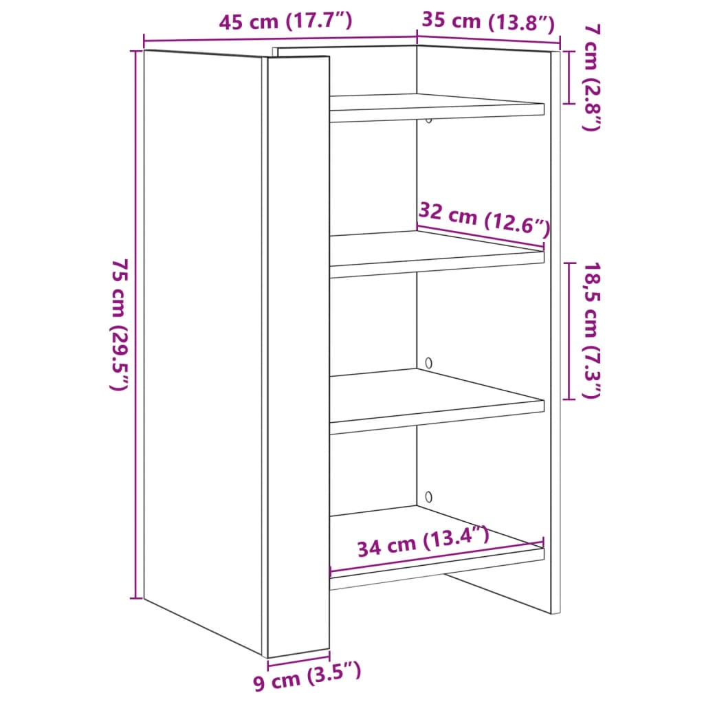 vidaXL Komoda dub sonoma 45x35x75 cm kompozitné drevo