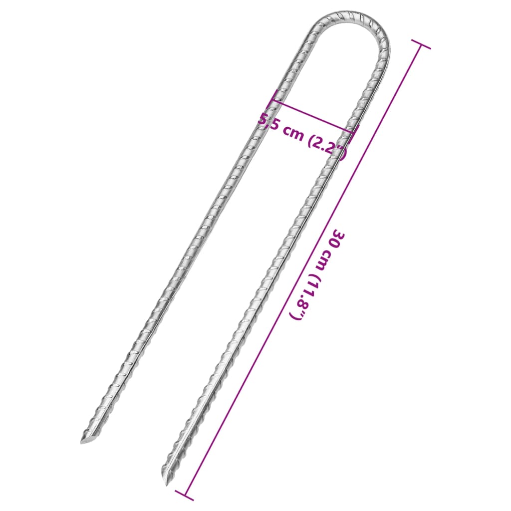 vidaXL Stanové kolíky 6 ks 30 cm Ø7 mm pozinkovaná oceľ